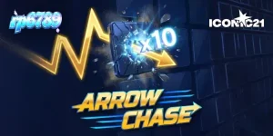 Tampilan antarmuka permainan virtual Arrow Chase dengan kisi-kisi blok pengali
