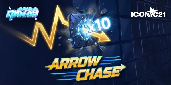 Tampilan antarmuka permainan virtual Arrow Chase dengan kisi-kisi blok pengali