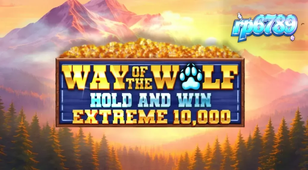 Pemandangan atmosferik hutan malam hari dengan tema serigala di slot Way of the Wolf